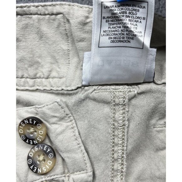 Disney Parks Mickey Mouse Linen Pants Women’s 4 Capri Tan Convertible Roll Up - Picture 15 of 16